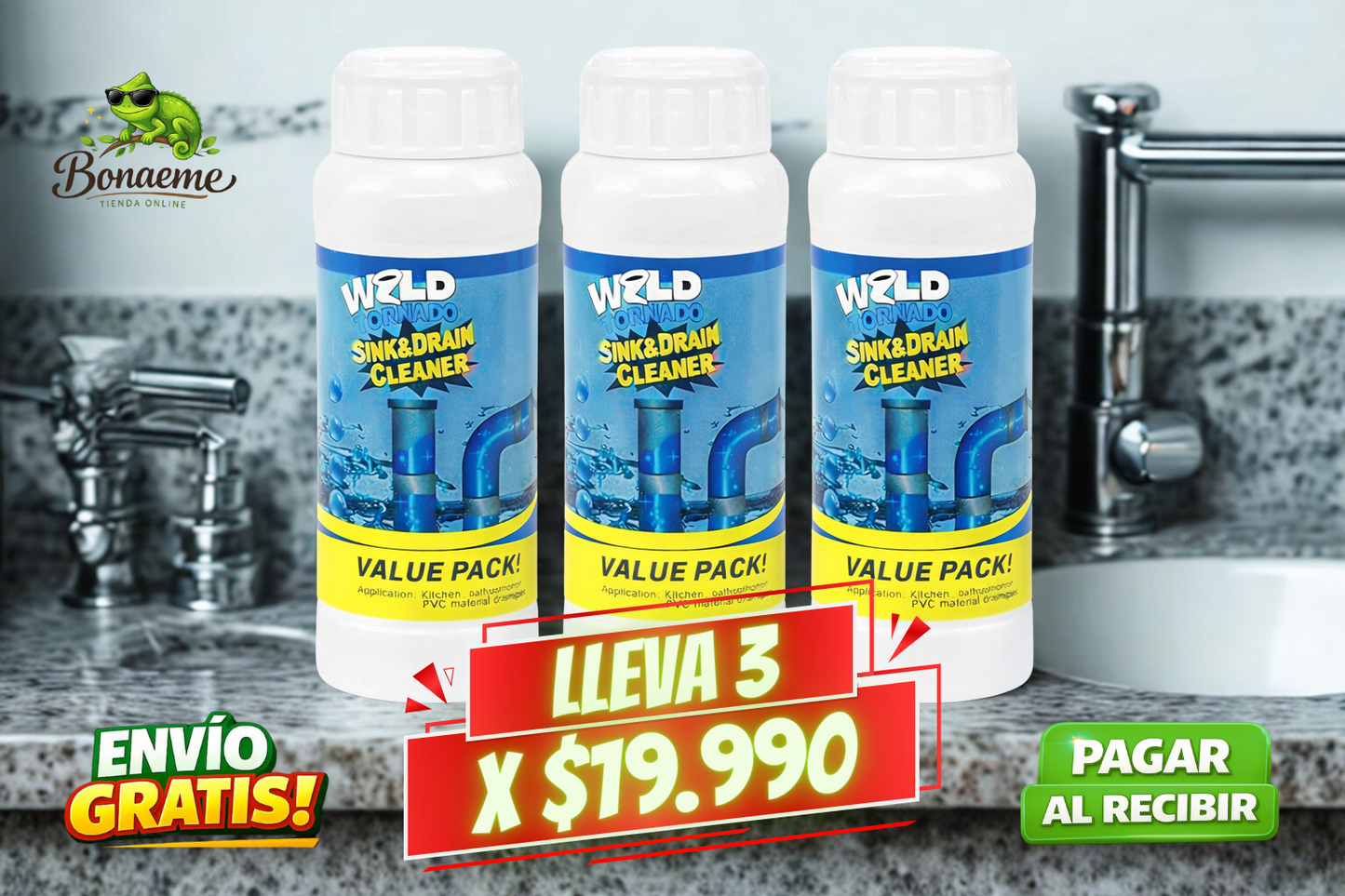 Polvo Limpiador De Drenaje PACK 3 UNIDADES